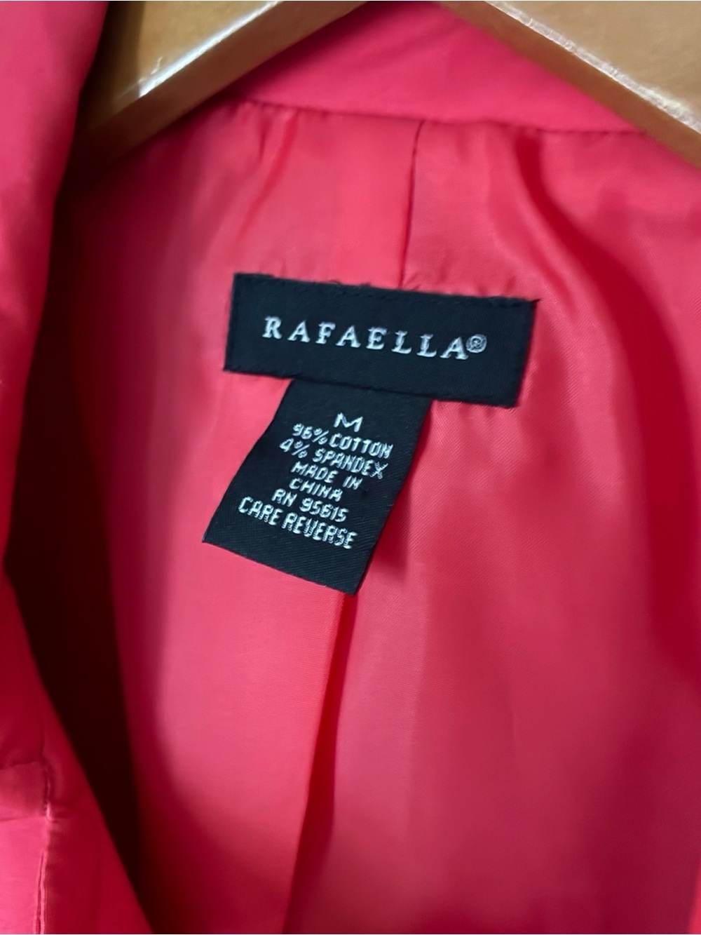 Rafaella Sz MEDIUM Red Cropped Button Front 3/4 Sleeve Blazer Jacket - Picture 5 of 6